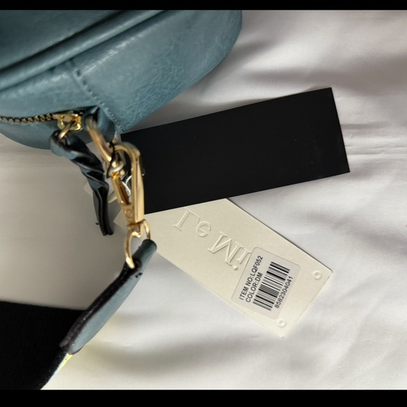 NWT Le Miel Vegan Leather Blue Crossbody w/ Patterned Adjustable Strap - Picture 8 of 10